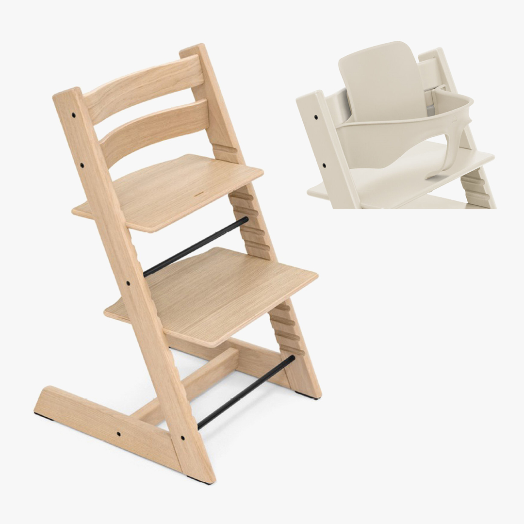 Tripp Trapp Oak barnestol + Baby Set null - undefined - 1