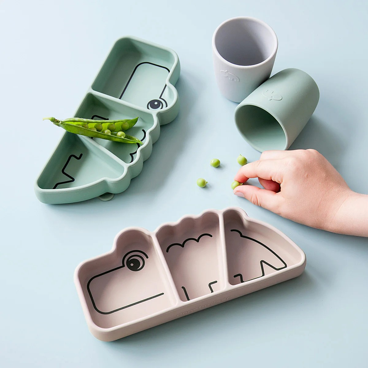 Croco stick & stay snacktallerken, powder, croco