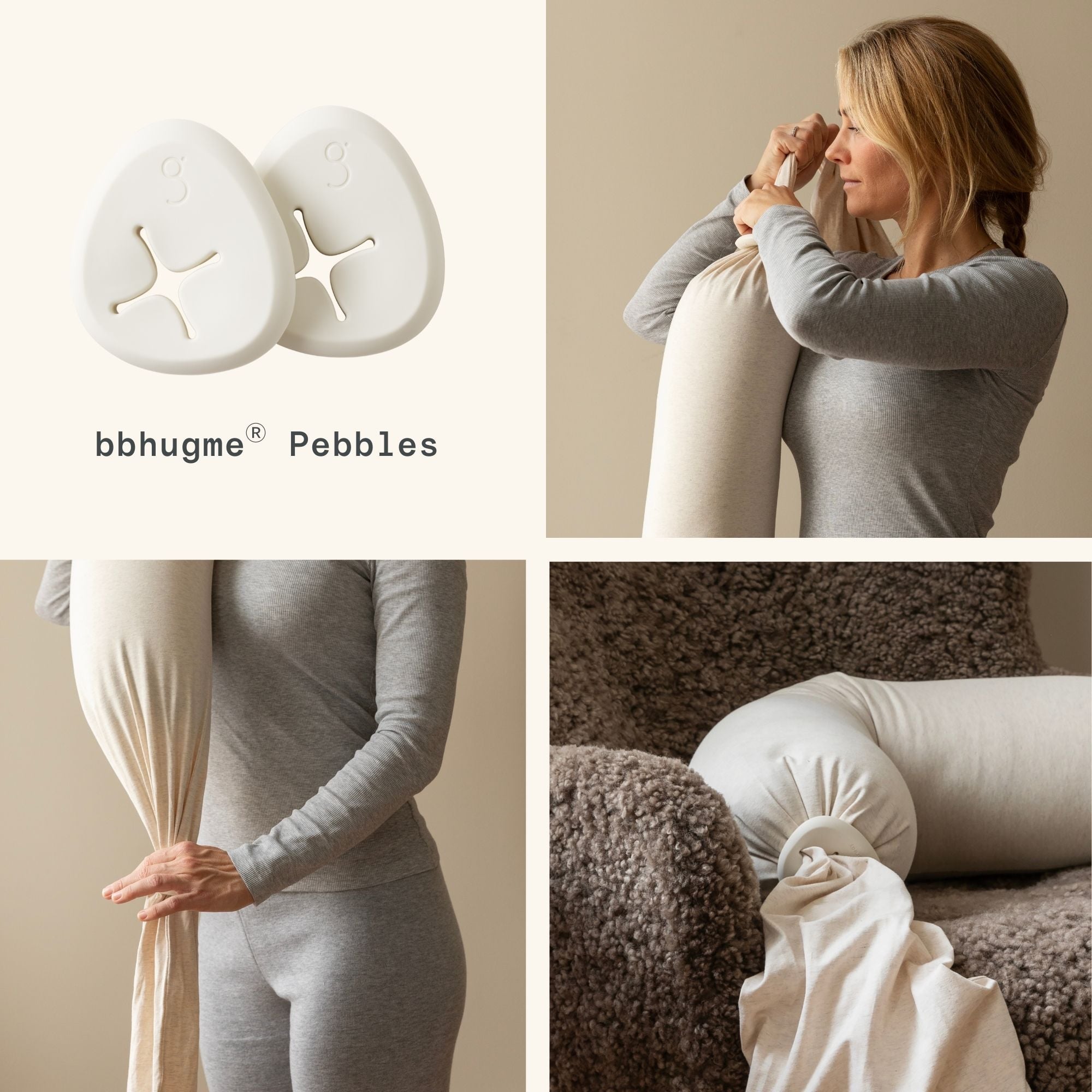 bbhugme ammepute – ergonomisk støtte, softwhite