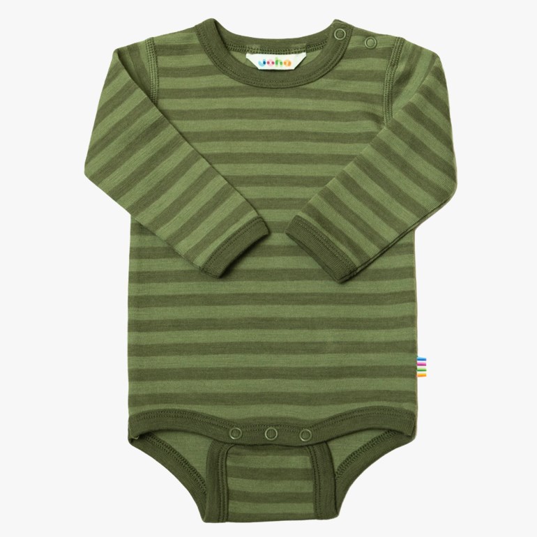 Body w/long sleeves, greenstrip Grønn - undefined - 1