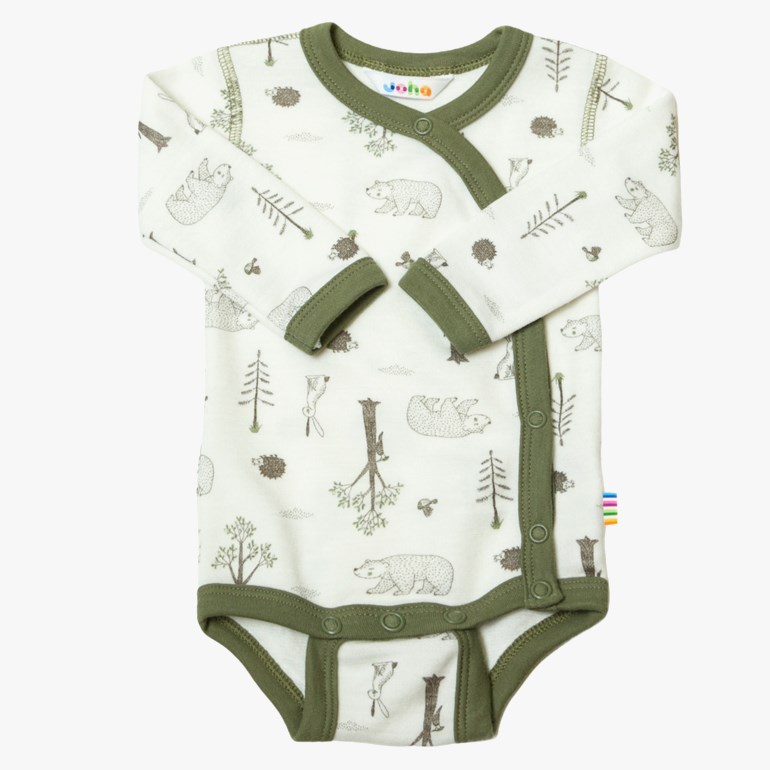 Omslagsbody ull/bambus print Grønn - undefined - 1