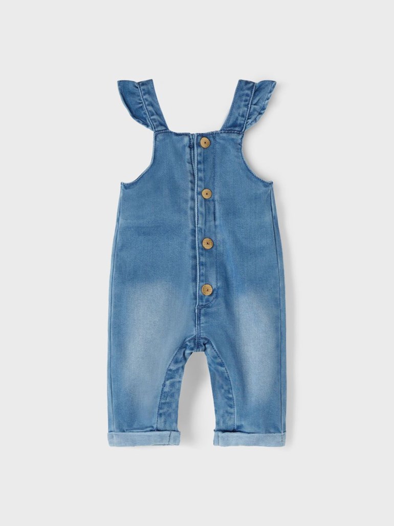 Denim selebukse med rysjer, mediumbluedenim Blå - undefined - 1