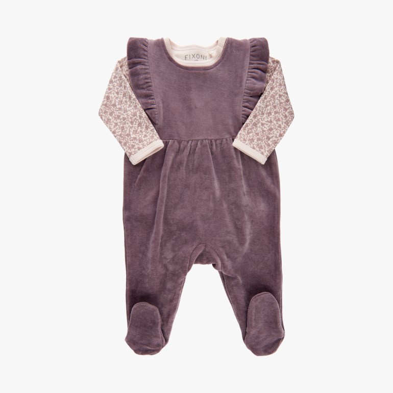 Velur heldress m/body Lilla - undefined - 1