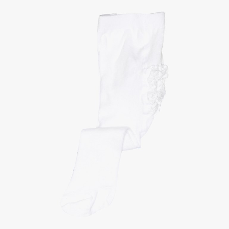 MP Bomullsstrømpebukse m/blonder Hvit - 11024352-White-60cm - 1