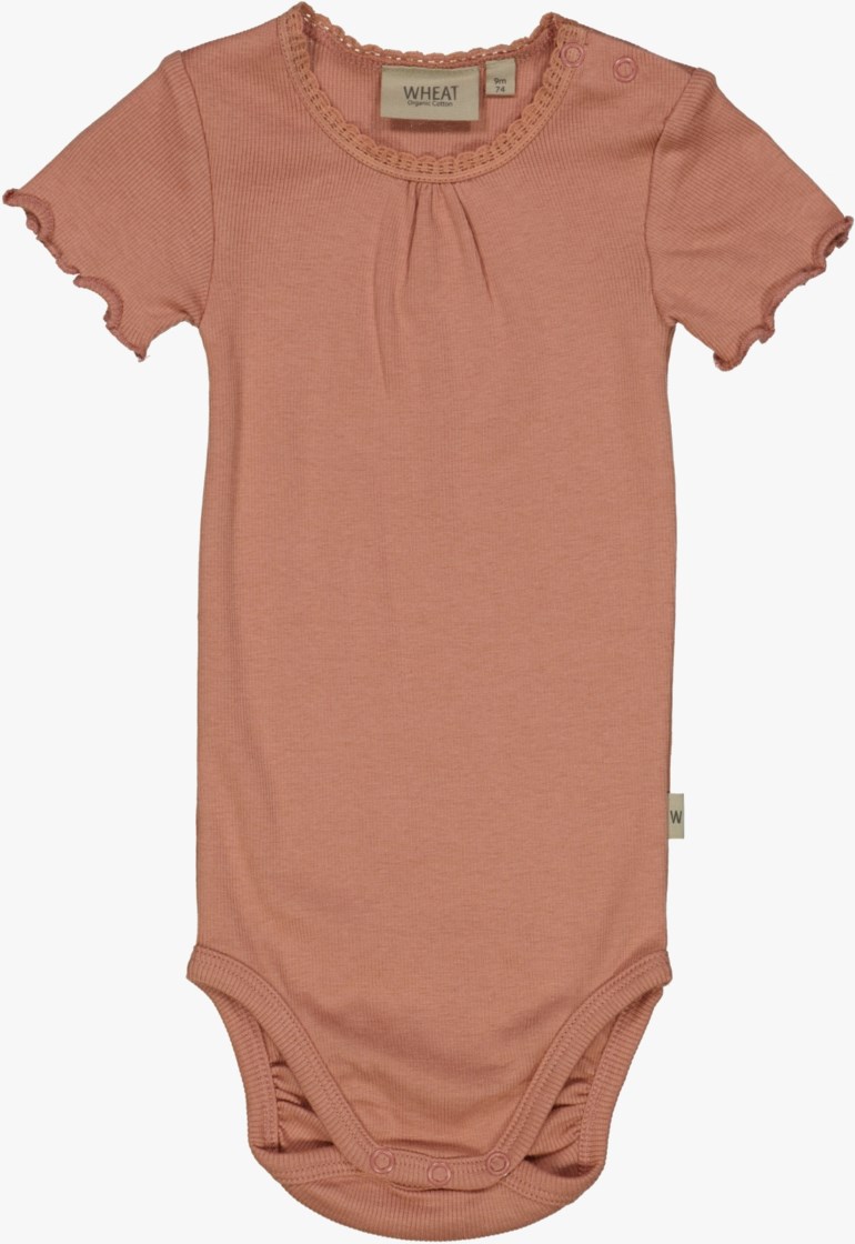 Kortermet body med blonder Brun - undefined - 1