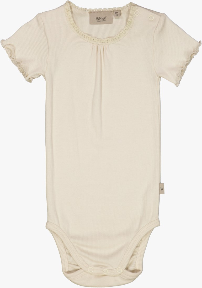 Kortermet body med blonder Hvit - undefined - 1