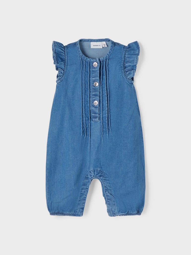 Kortermet denim heldress, mediumbluedenim Blå - undefined - 1