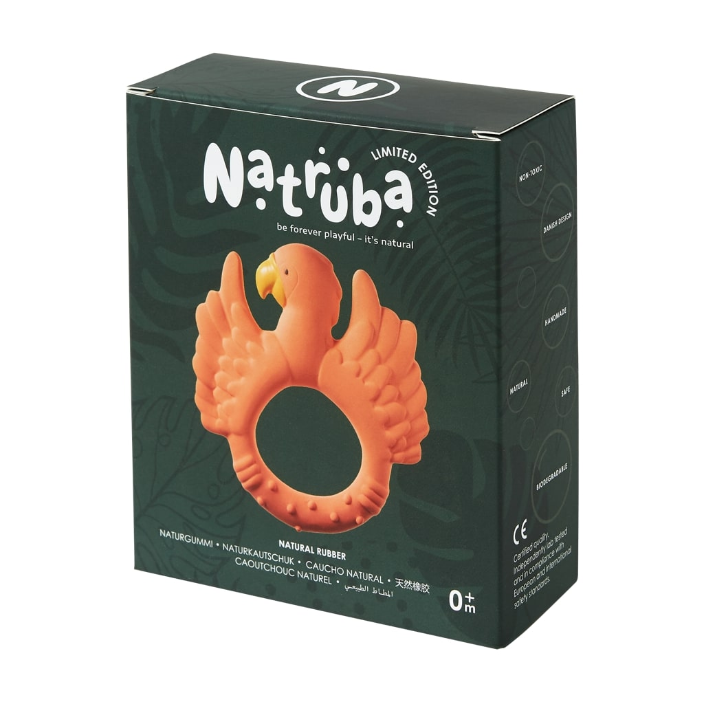Biteleke i naturgummi, papegyeoransje