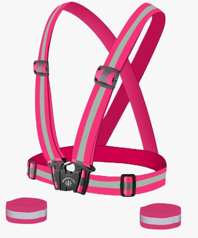 Junior reflekssele med 2 stk refleksbånd, pink Rosa - 11028947-Pink-Junior - 1