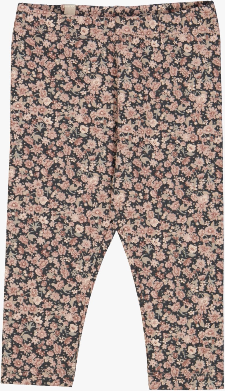 Ribbet leggings, winterflowers Blå - undefined - 1