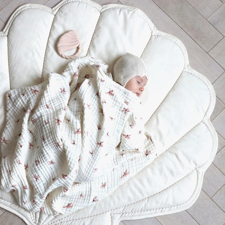 Babyteppe i musselin Hvit - undefined - 1