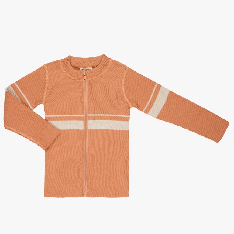 Ribbestrikket ullgenser med glidelås Oransje - undefined - 1