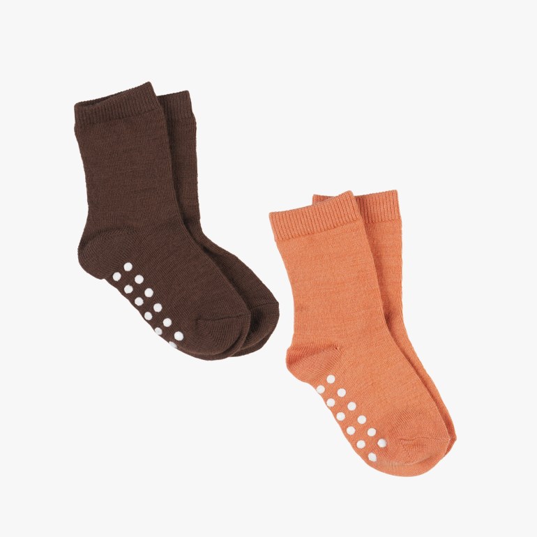 Harestua 2pk antiskli ullsokker, chocolate Brun - 11032553-Chocolate-16-18 - 1