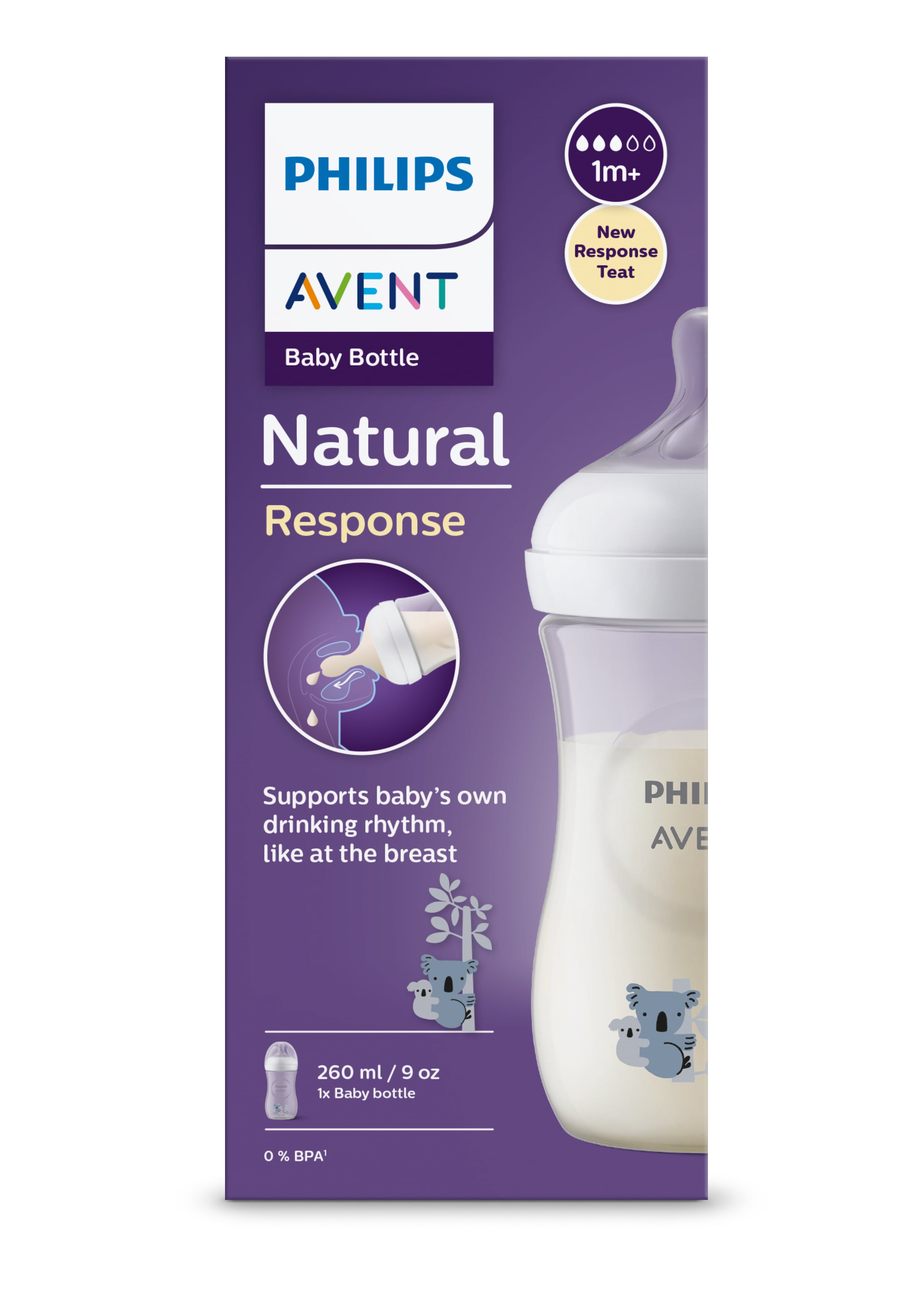 Philips Avent Tåteflaske Natural Response - Koala 260ml
