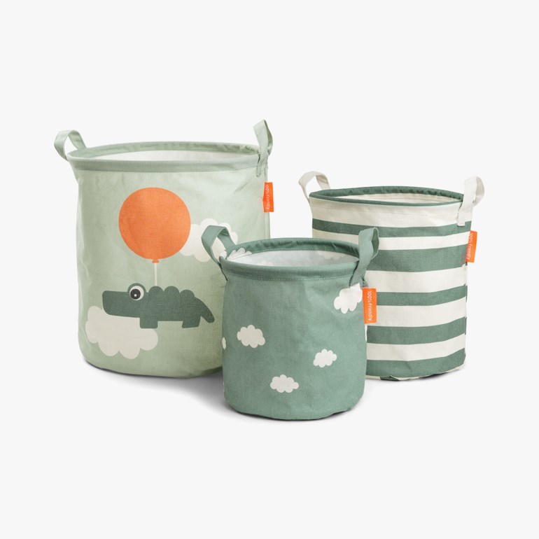 Oppbevaringskurver 3 pcs Happy clouds Grønn - undefined - 1