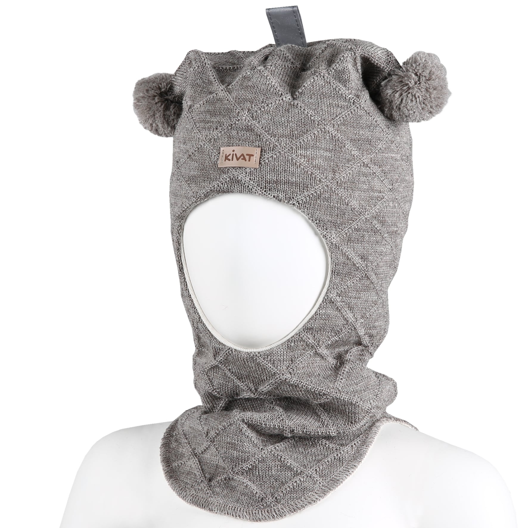 Kivat ull/bomull balaclava, beigemelert