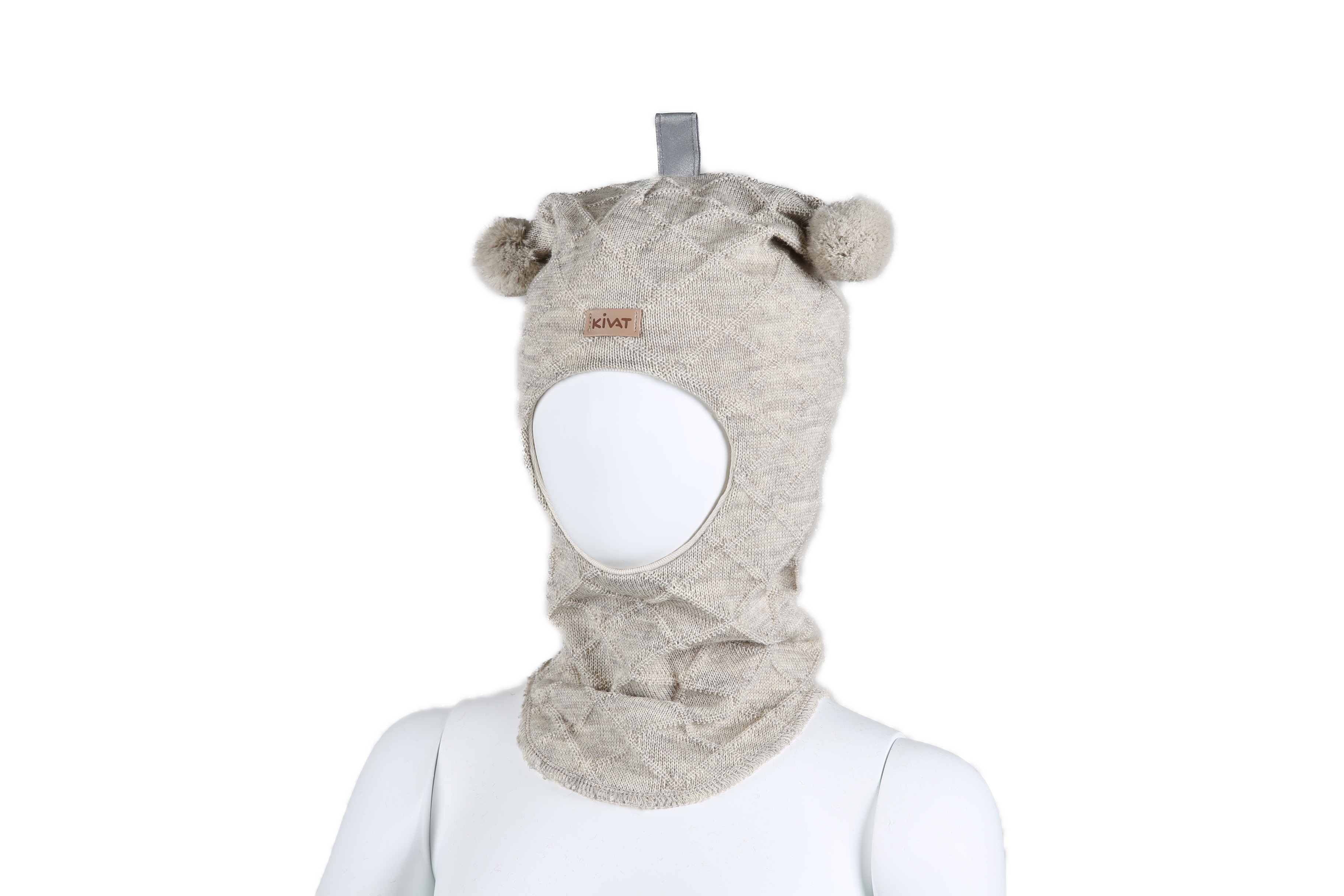 Kivat ull/bomull balaclava, sand