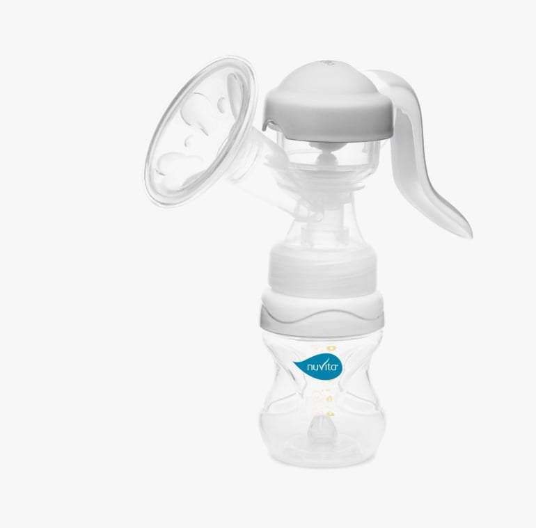 Rotatable Manual breast pump with 1 Mimic bottle, 2 milk sto, white Hvit - 11037563-White-One Size - 1