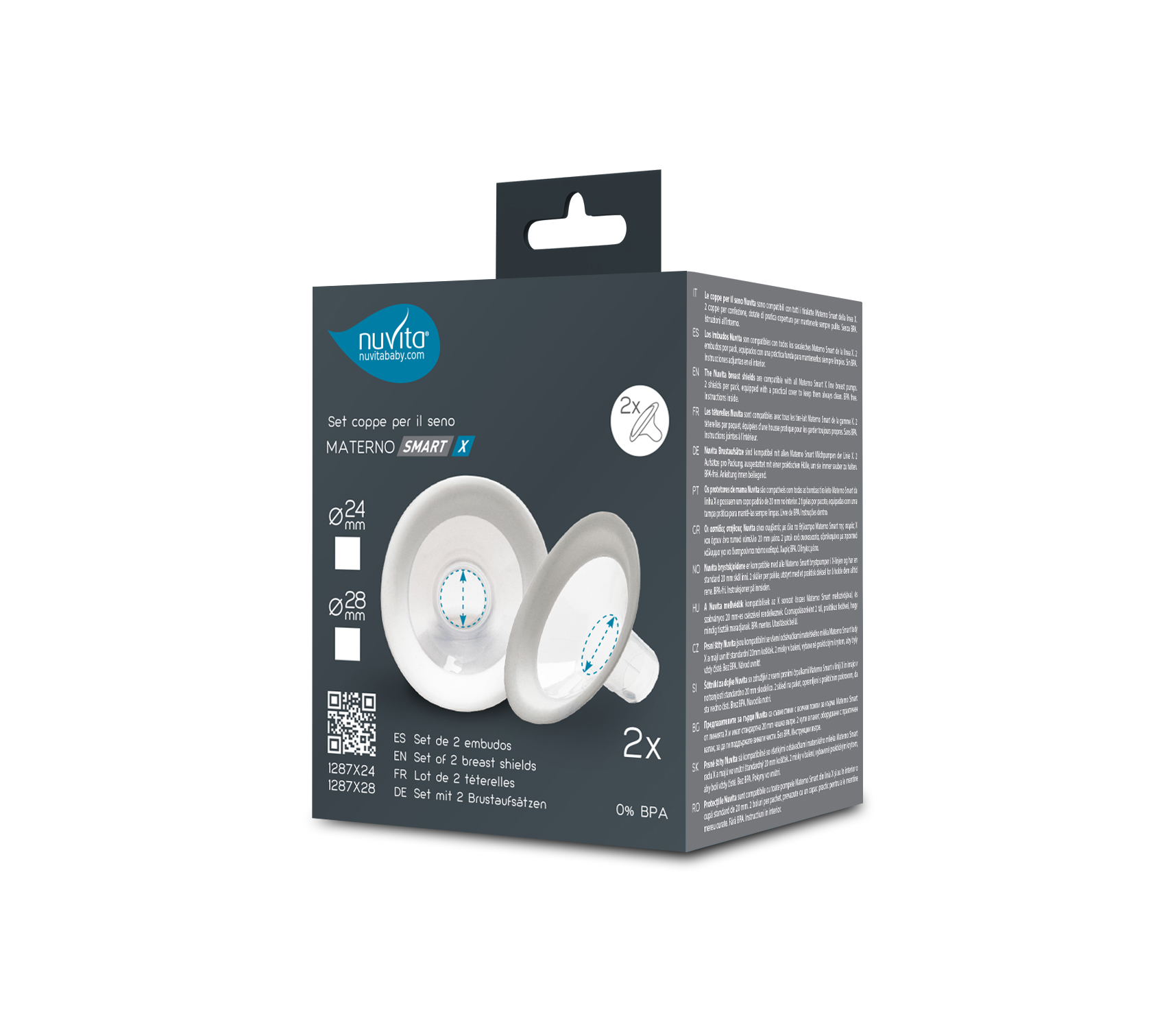 Utbyttbare brystkopper for 1287X/1288X 2-pakk, white