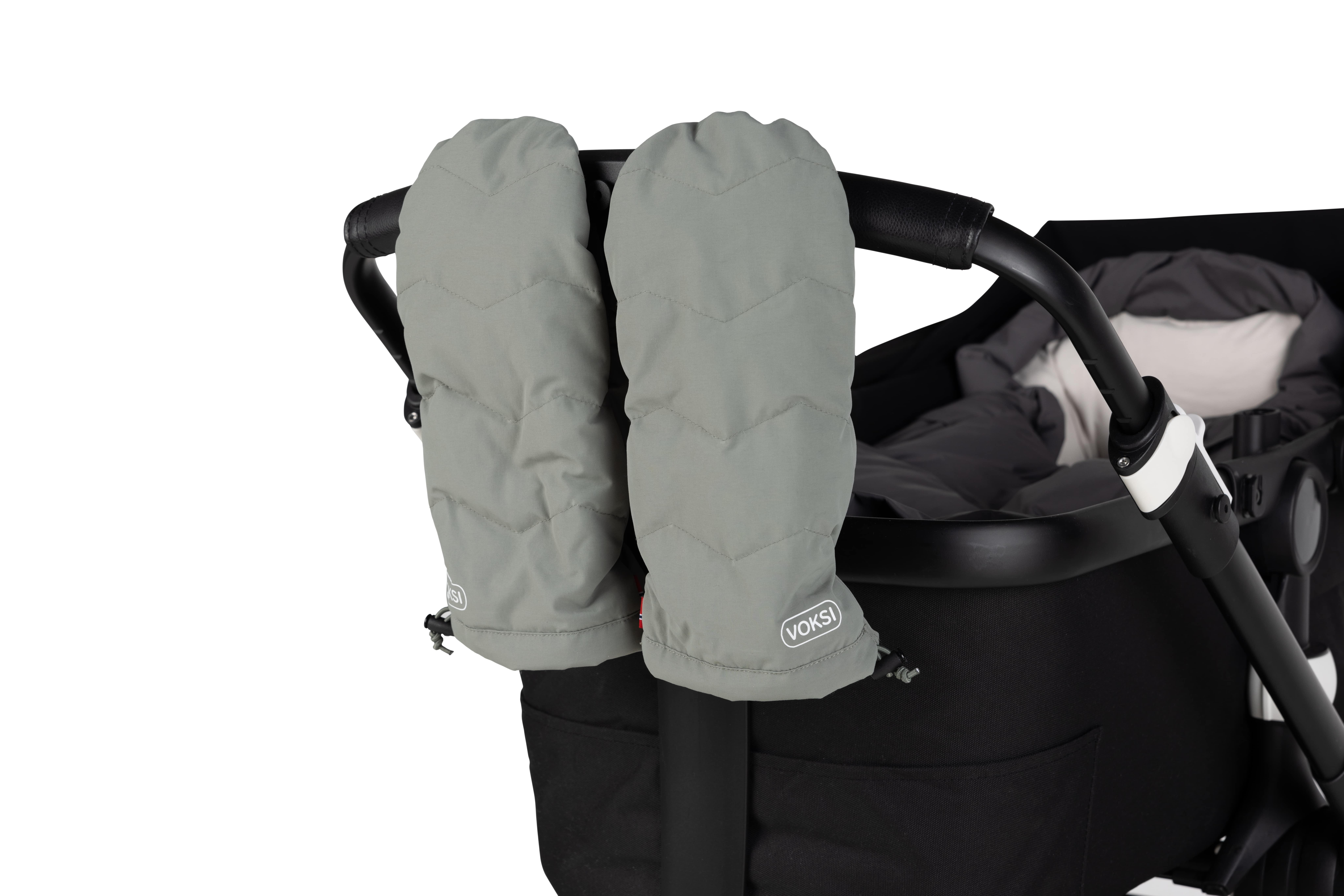 Voksi vognvotter – varme dunvotter til barnevogn, meadowgreen, lightgrey