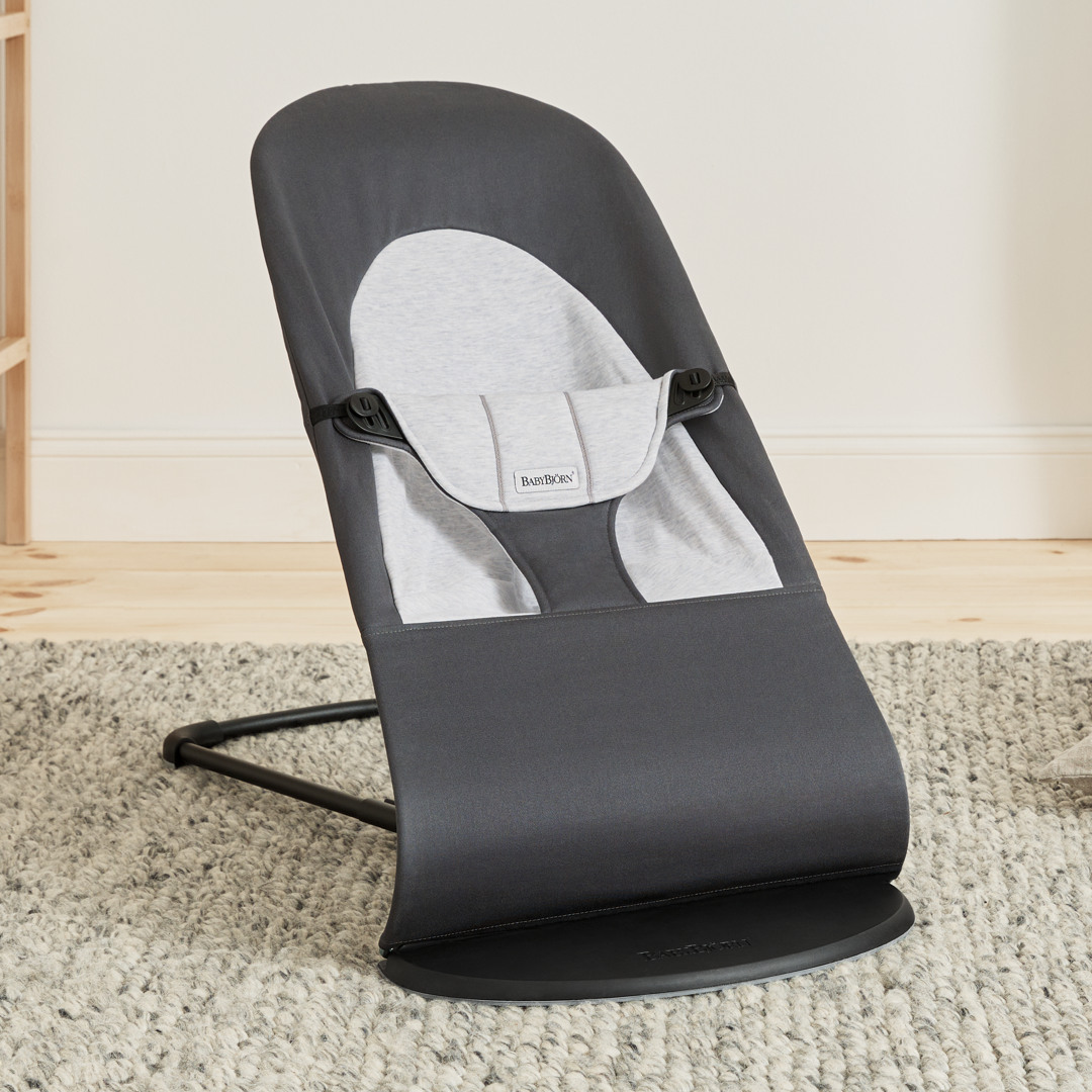 BabyBjörn Balance Soft Vippestol Vevet Jerseystoff, Mørkegrå/Grå
