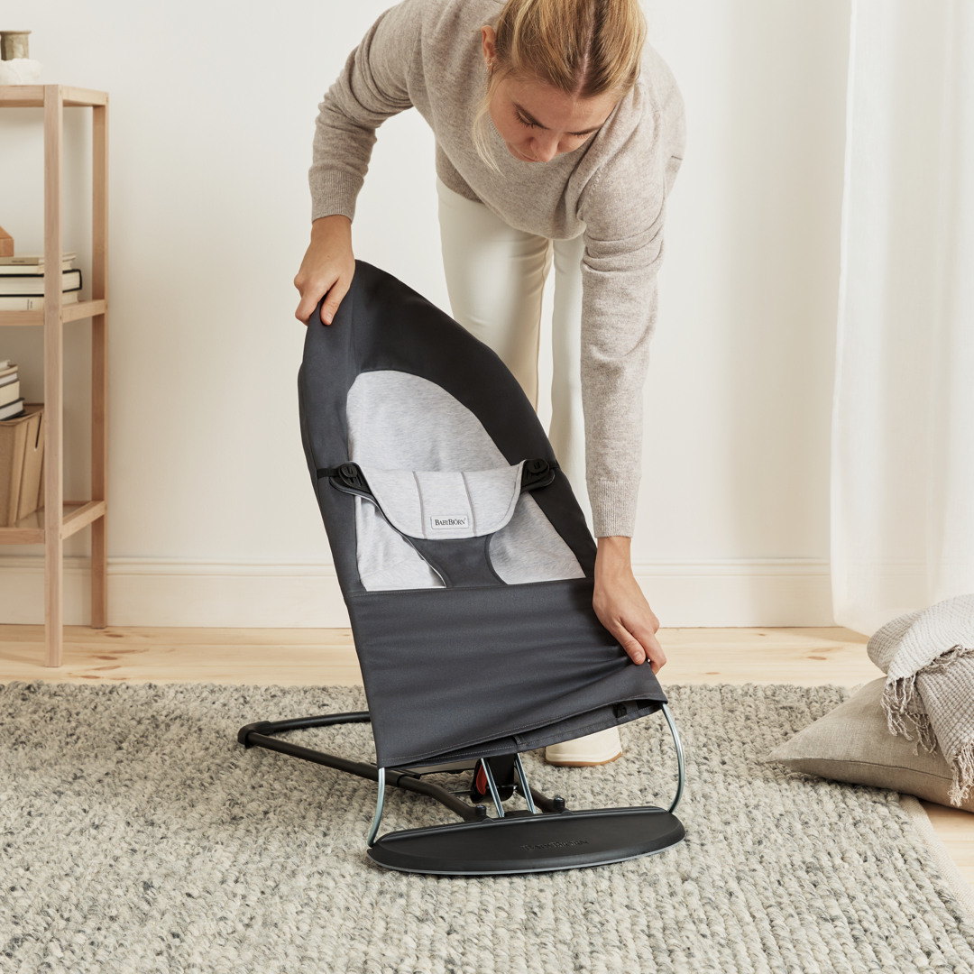 BabyBjörn Balance Soft Vippestol Vevet Jerseystoff, Mørkegrå/Grå