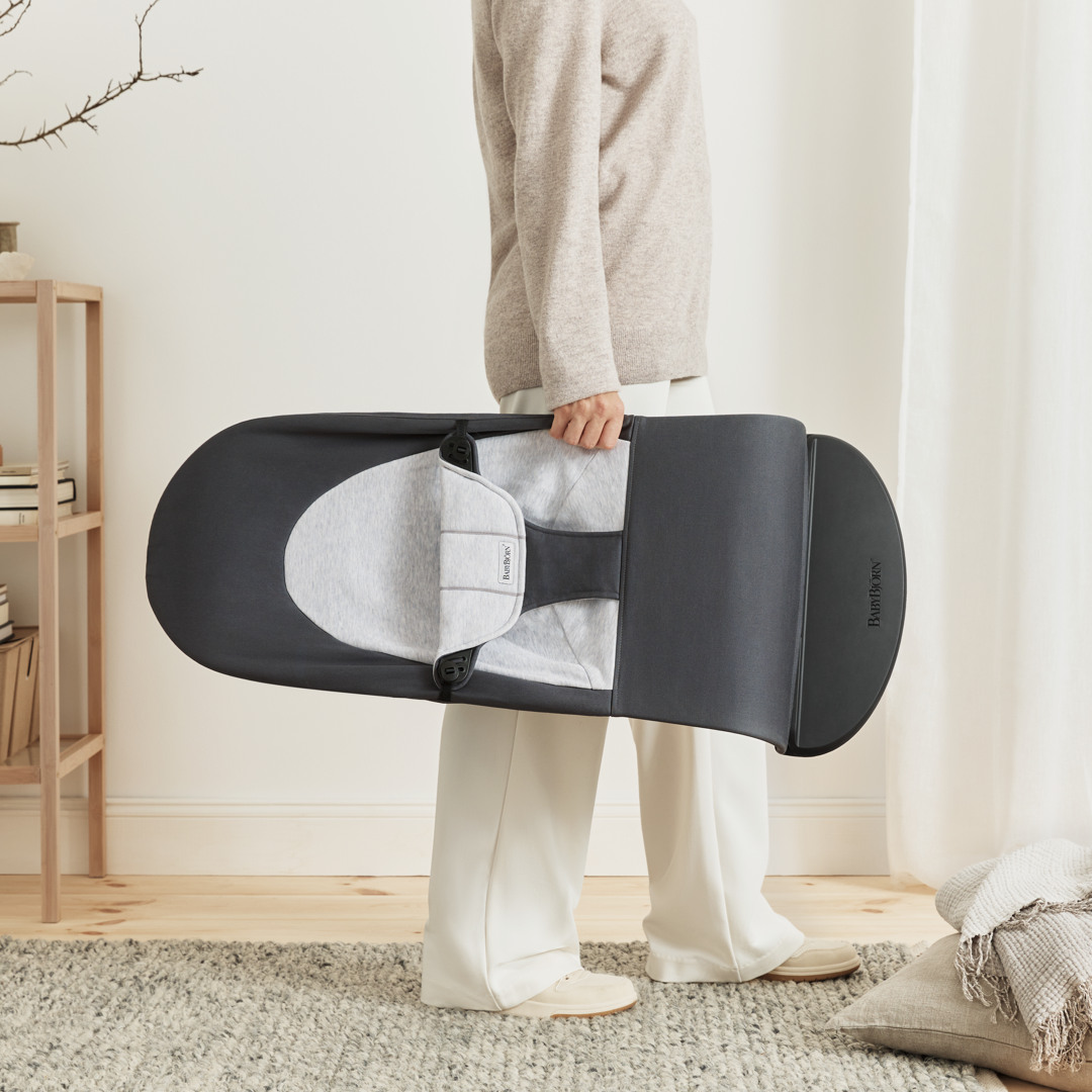 BabyBjörn Balance Soft Vippestol Vevet Jerseystoff, Mørkegrå/Grå