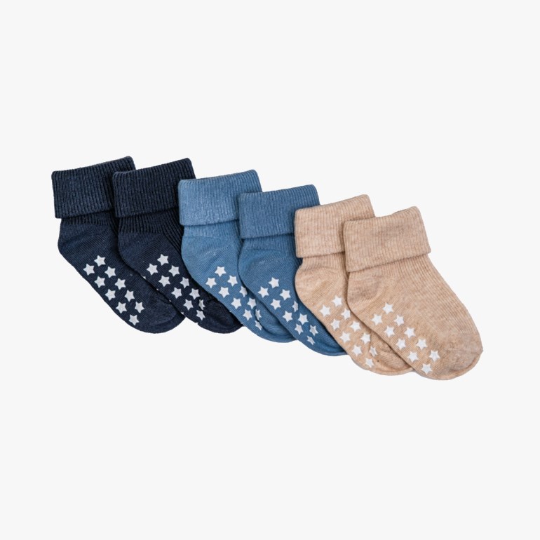 Babysokker med antiskli 3-pakk Blå - 11039127-Cool Blue-16-18 - 1