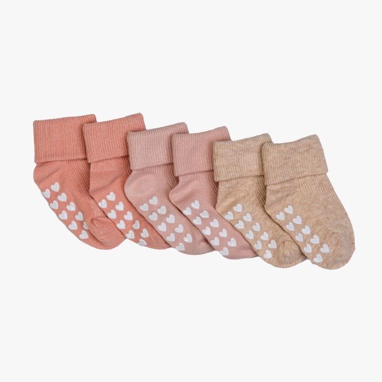 Babysokker med antiskli 3-pakk Rosa - 11039127-DustyPink-16-18 - 1