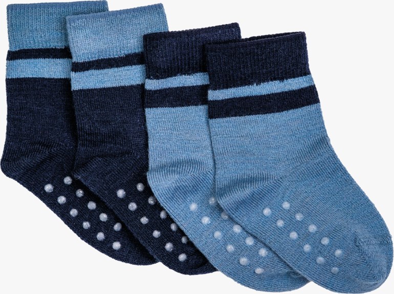 Bamle ull/bambus sokker med antiskli 2-pakk Marine - 11040644-Midnight-16-18 - 1