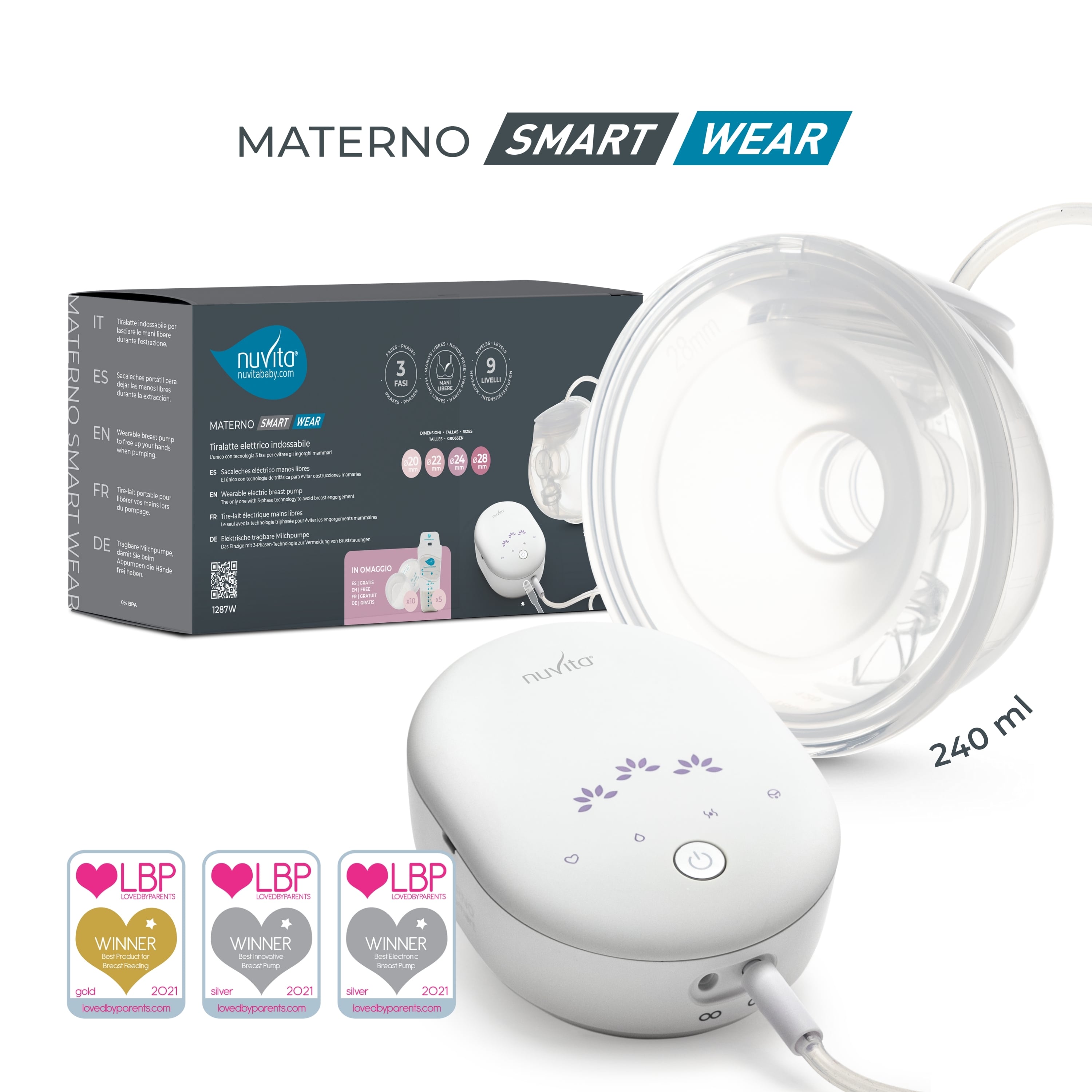 3-fase elektrisk brystpumpe 1287W, white