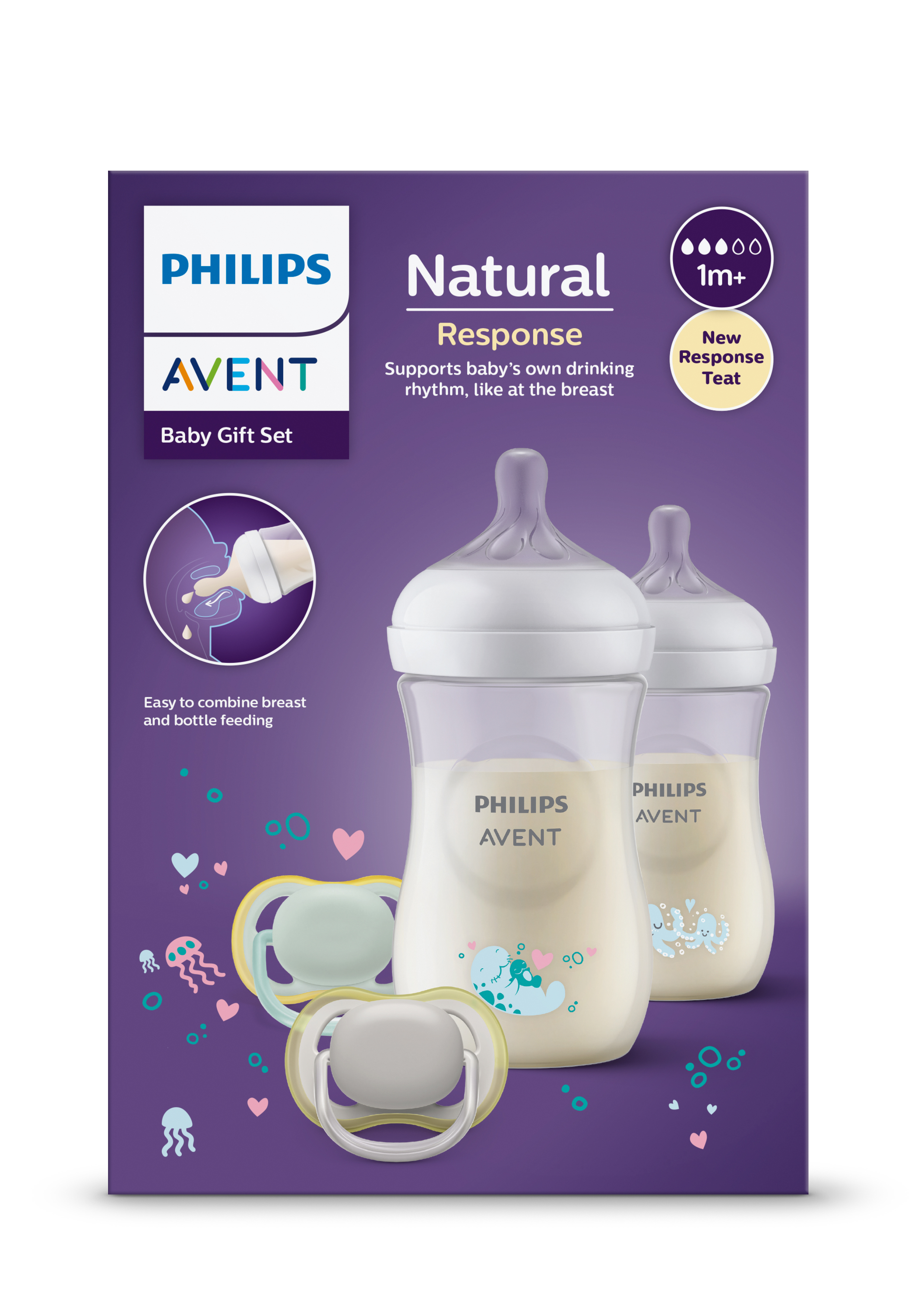 Philips Avent Tåteflaske Startsett - 2x Natural + 2x Smokker