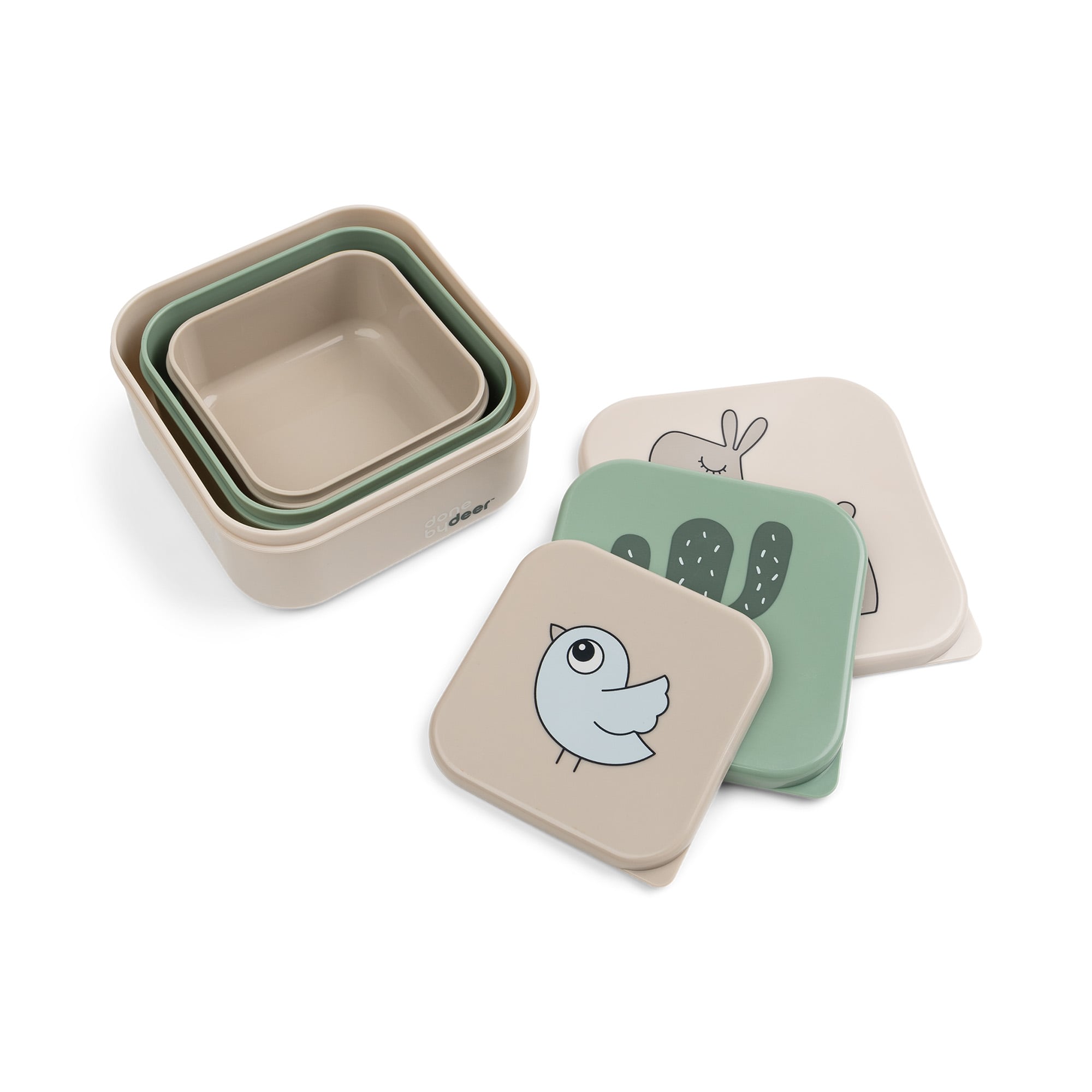 Snack box sett med tre bokser, sand