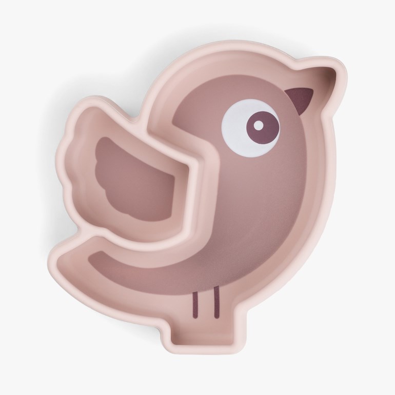 Snack-tallerken med sugekopp Rosa - 11040260-Powder-One Size - 1