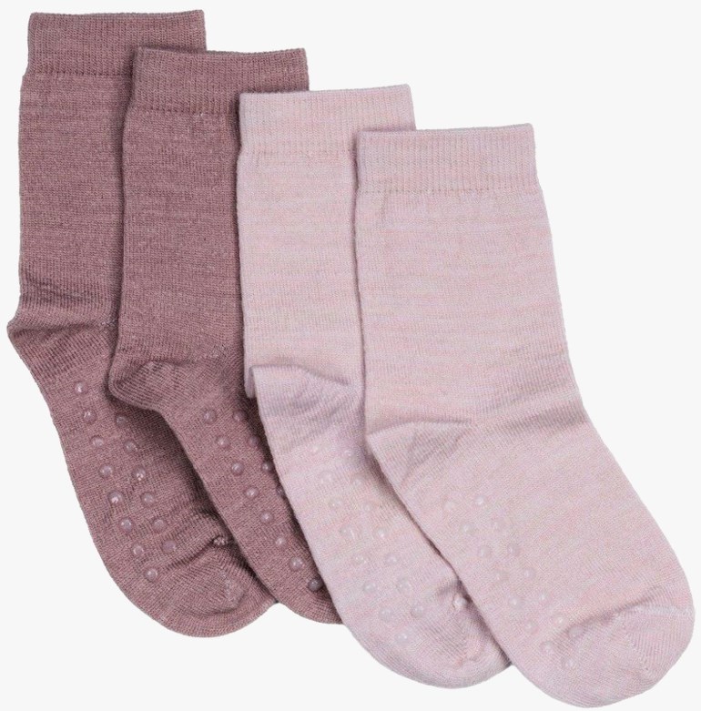 Harestua ullsokker med antiskli 2-pakk Rosa - 11040647-old rose-16-18 - 1
