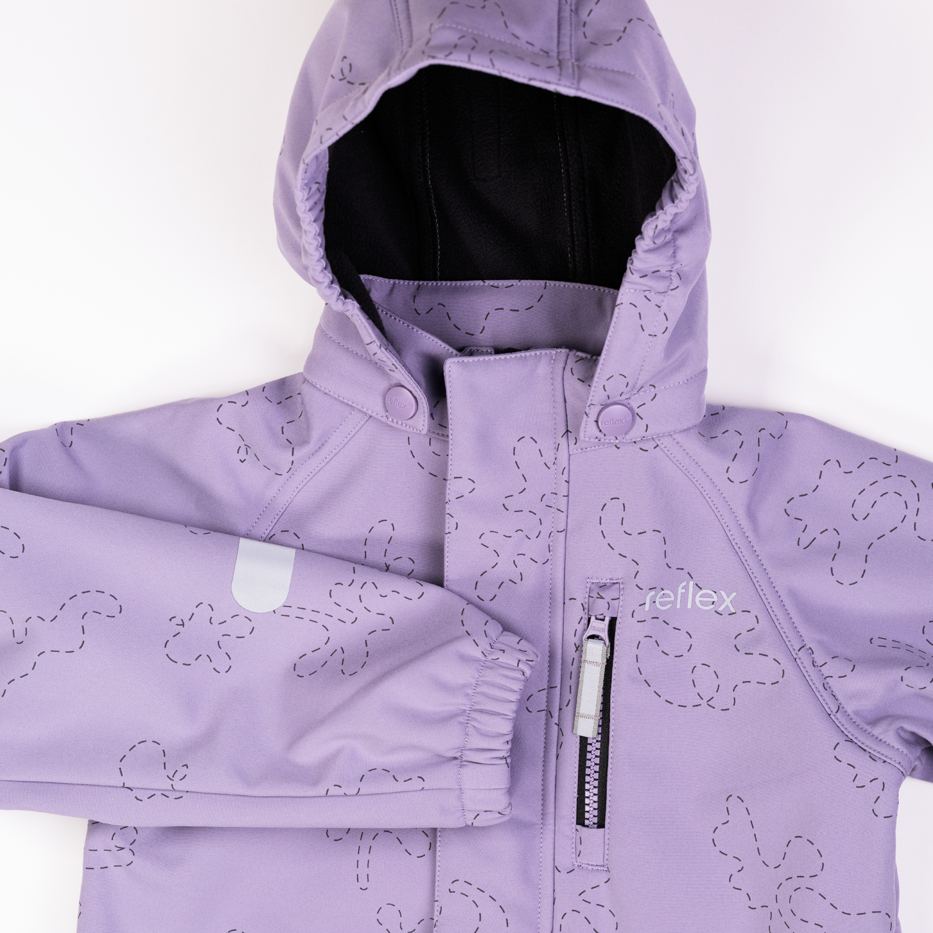 Fauske parkdress – softshell med refleksmønster, purple