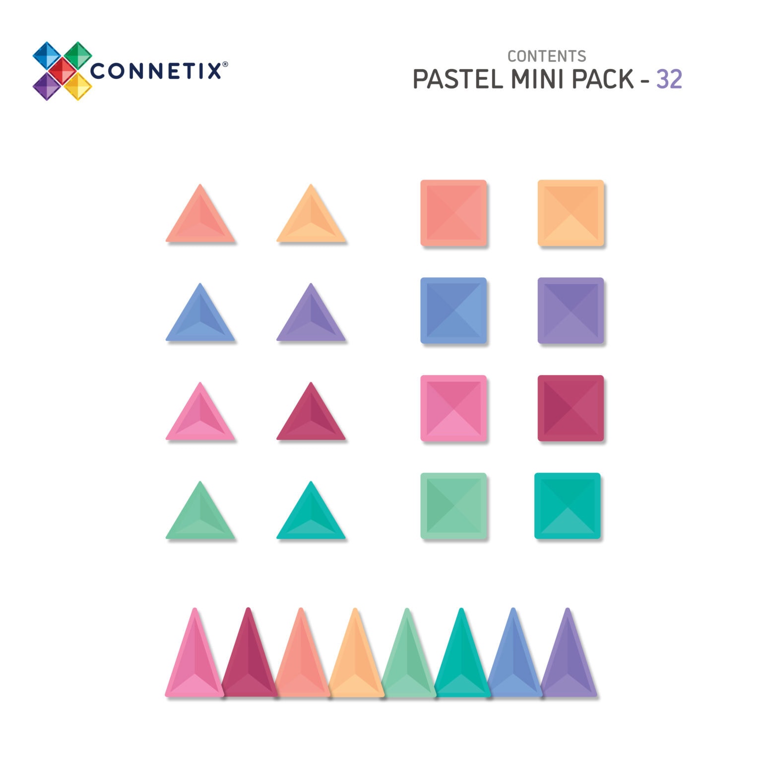Mini Pack - magnetsett 32 deler - pastel, multiple