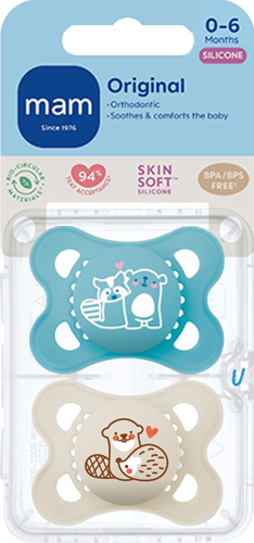 MAM smokk Original Silk, silikon 0–6 mnd, blue