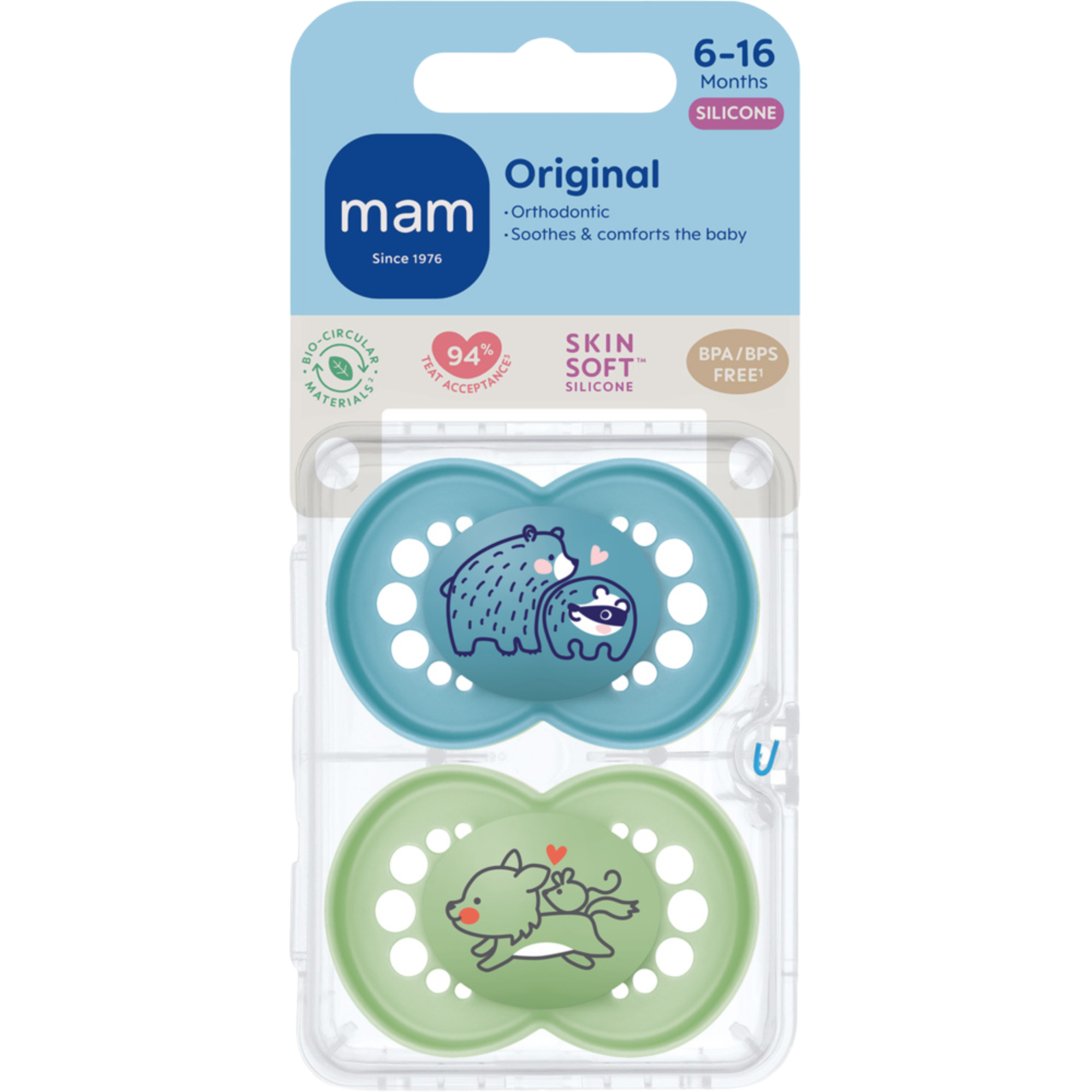 MAM smokk 6–16 mnd, Original Silk, 2-pk, blue