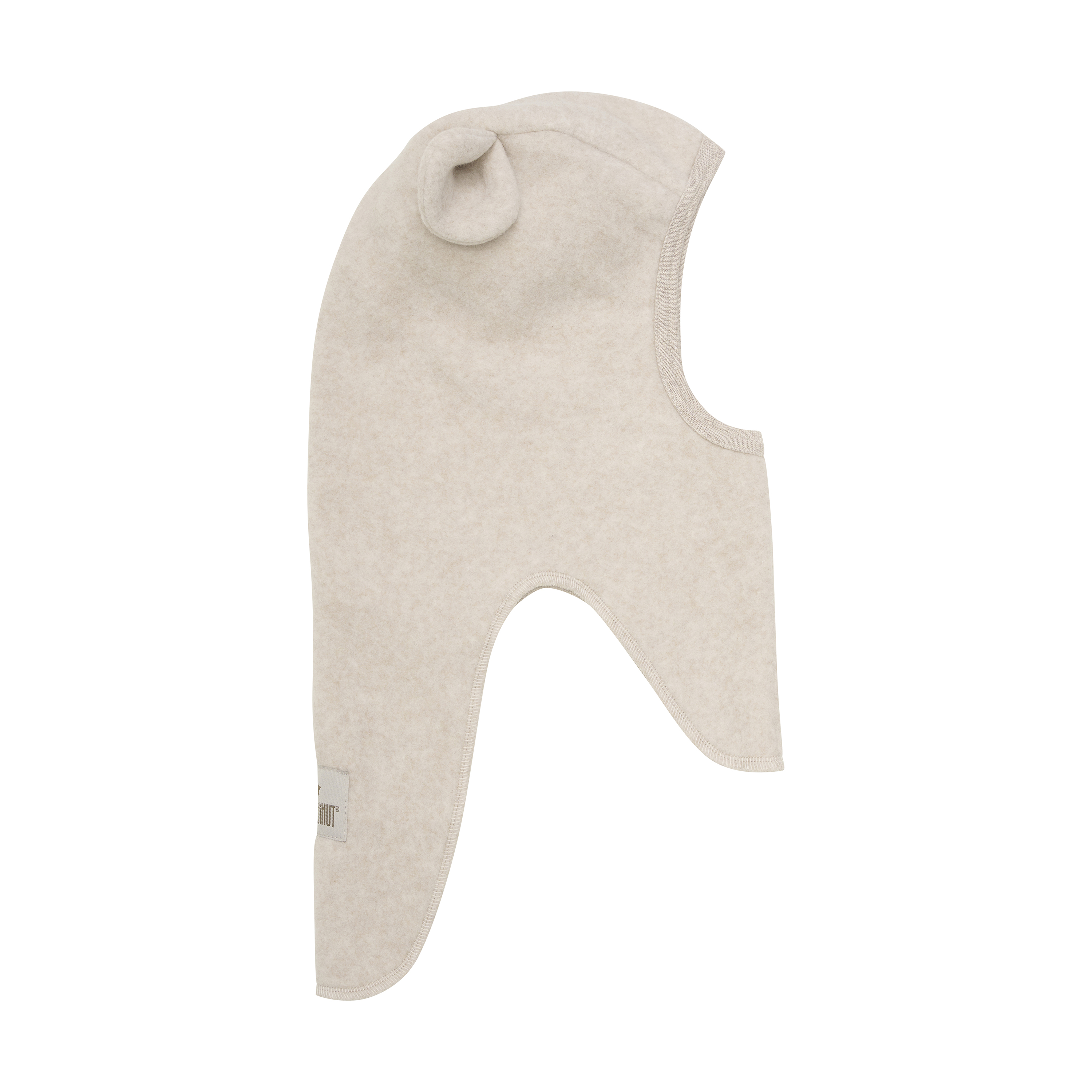 Huttelihut bomullsfleece balaclava med ører, camelmelange