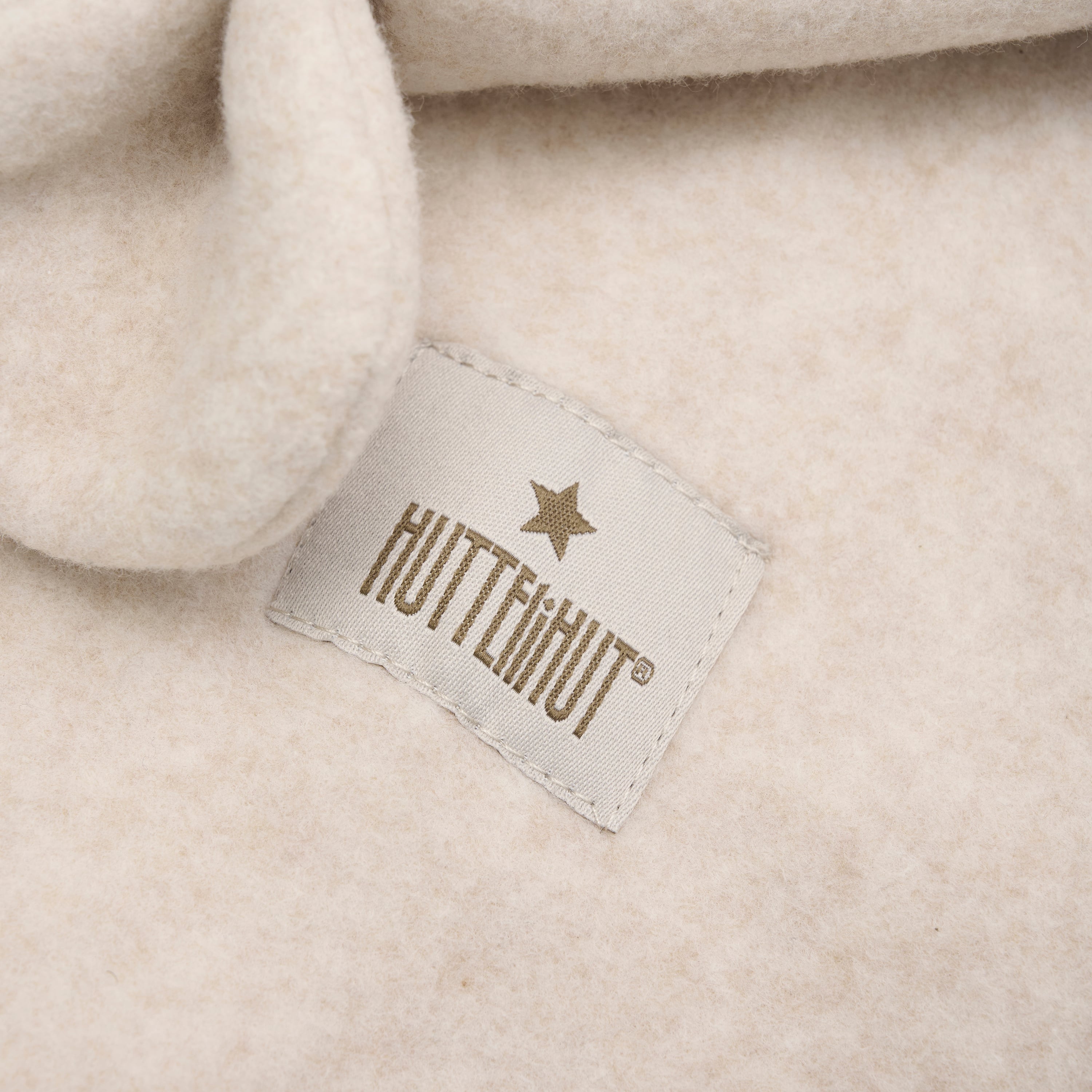 Huttelihut bomullsfleece balaclava med ører, camelmelange