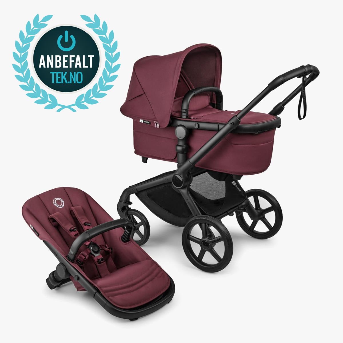 Bugaboo Fox 5 Renew komplett Rød - 11041276-DarkCherry-4wheel - 1
