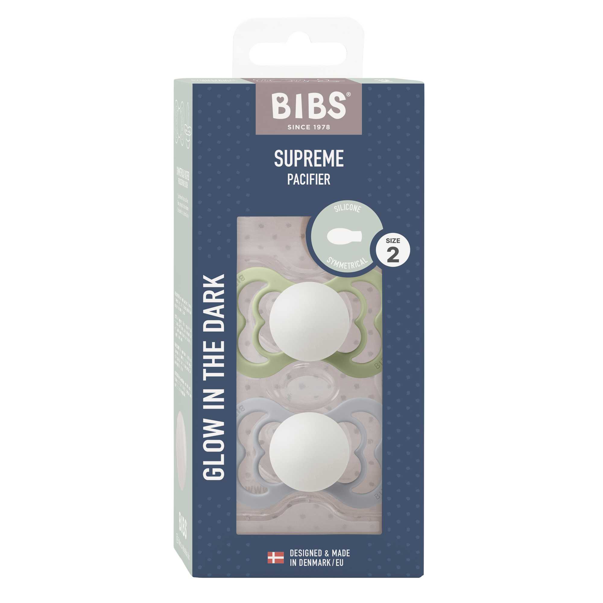 BIBS Supreme GLOW smokk silikon – 2-pakk, sagecloud