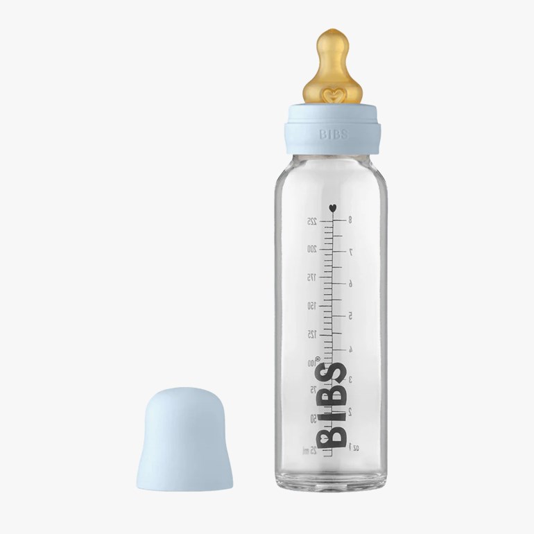 BIBS tåteflaske i glass Blå - 11041547-BabyBlue-225ml - 1