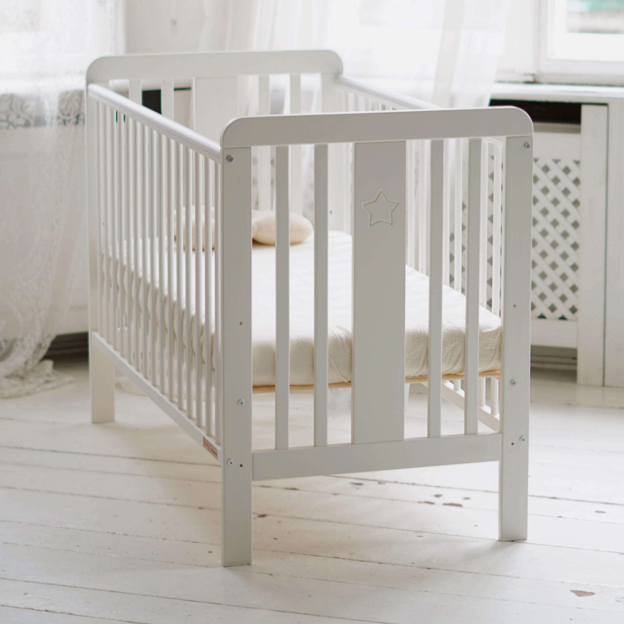Sprinkelseng med dropside Himmelstjerne, white