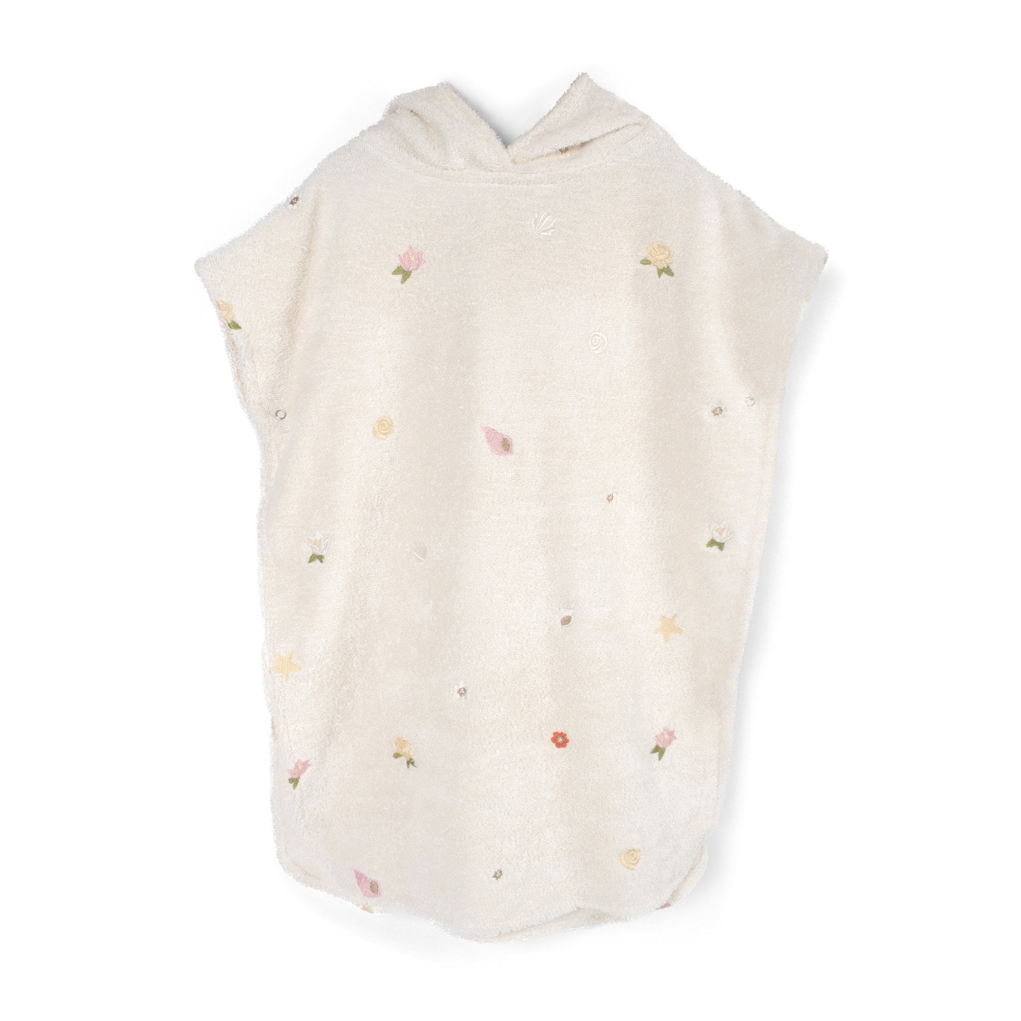 Strandponcho med nydelig broderi, blossom