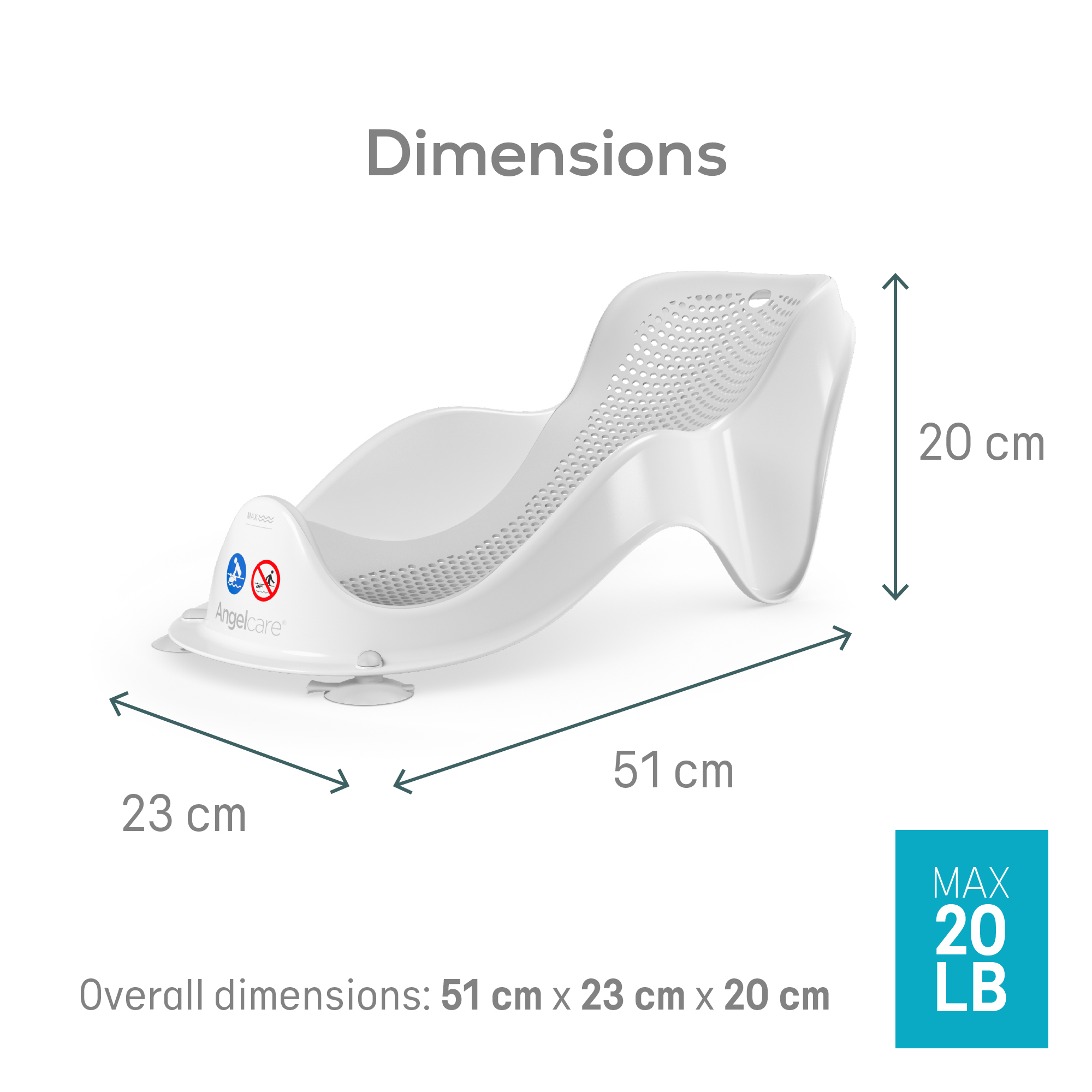 Angelcare FIT baby badestøtte 0–6 mnd, greywhite