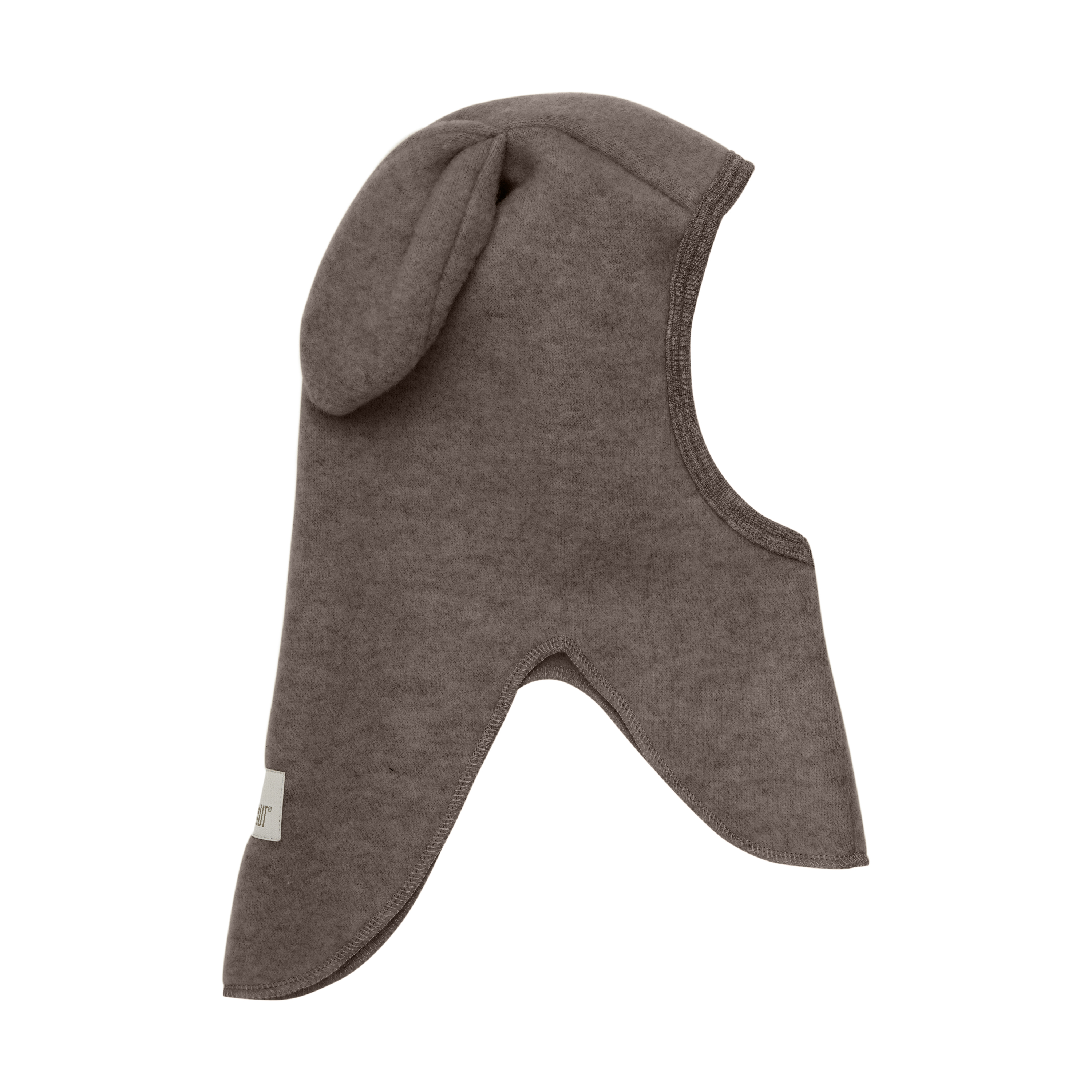 Huttelihut ull balaclava med kaninører, brownmelange