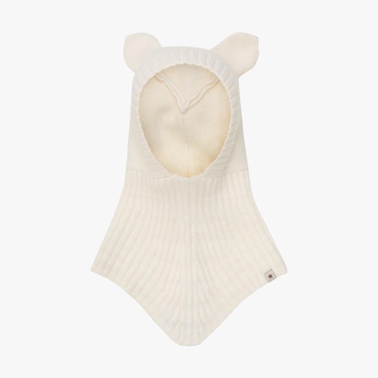 HUTTEliHUT Balaclava barn – Ullstrikk med ører Hvit - 11043289-Offwhite-0-1 år - 1