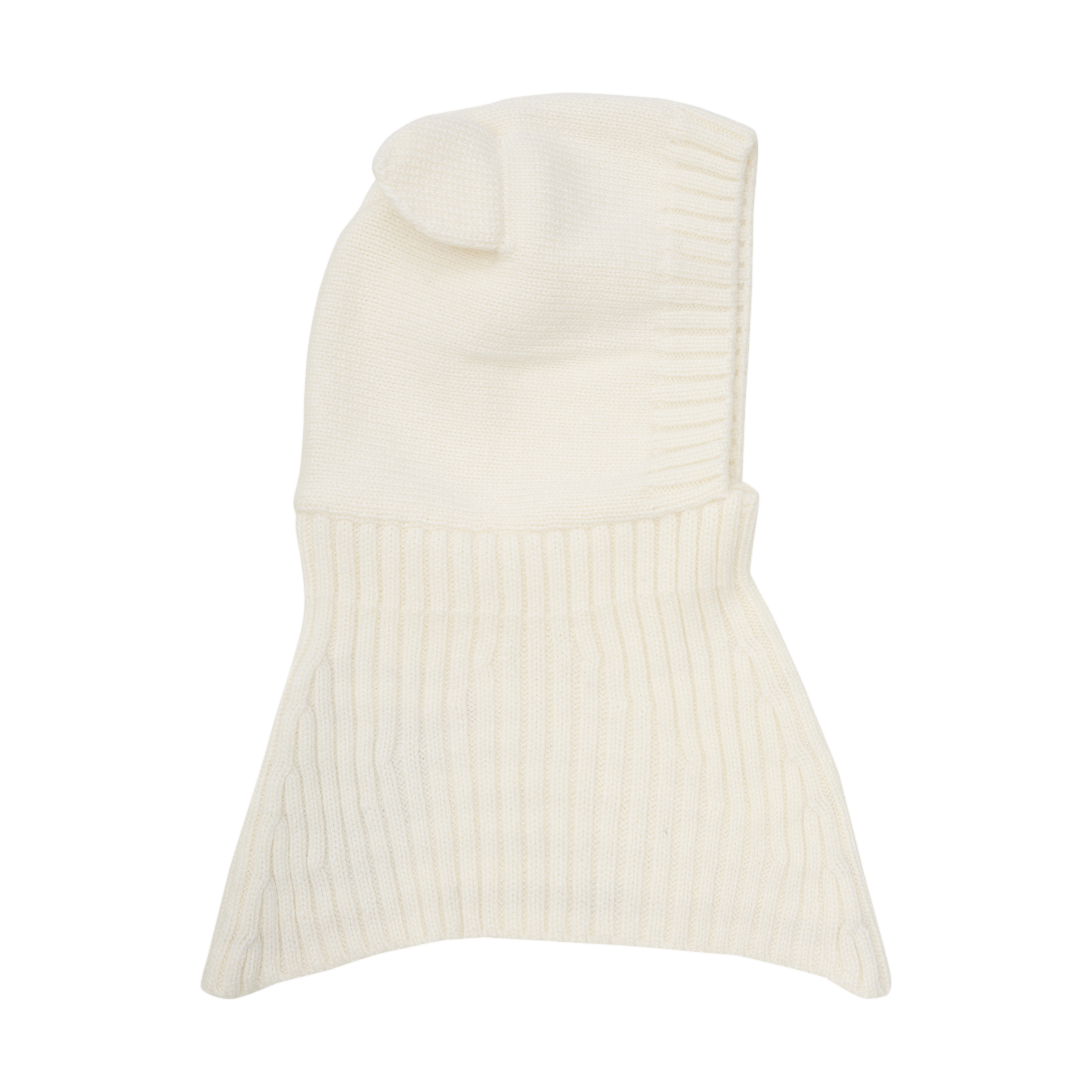 Huttelihut ull balaclava med ører, offwhite